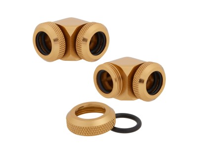 Corsair Hydro X Fitting Hardline 90° XF Hardline 90° 12mm OD Fittings 2-Pack - Gold