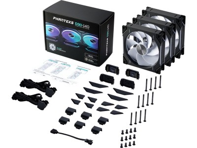 Phanteks D30 140mm PWM DRGB Reverse Fläkt 3-Pack (svart) 140mm, 32.1 dB(A), 250-1800 10% RPM#2