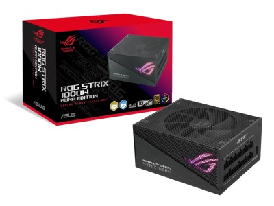 Asus ROG Strix 1000W Aura Edition, ATX 3.0, 135 mm fläkt, 80PLUS Gold, löstagbara kablar, Aura Sync RGB - Svart#1