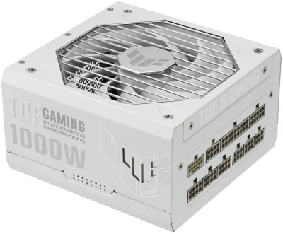 Asus TUF Gaming 1000W White Edition, ATX 3.0, 135 mm fläkt, 80PLUS Gold, löstagbara kablar - Vit