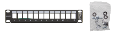 10" Patchpanel Deltaco, 12 portar, Keystone, 1U, metall, svart#2