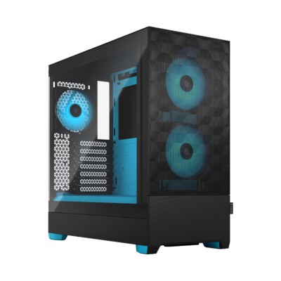 Fractal Design Pop Air RGB Tempered Glass Clear Tint, ATX - Svart/Cyan Core#1