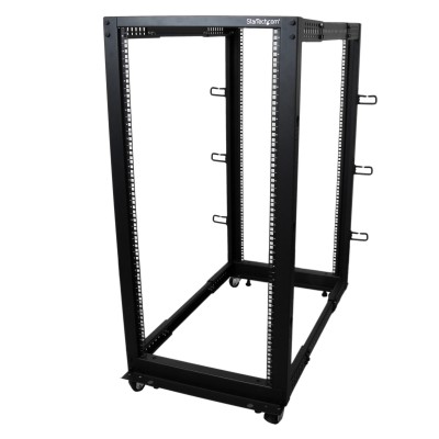 19" Startech Serverrack, 25U, öppet, 4 stolpar, justerbart djup 56-101 cm