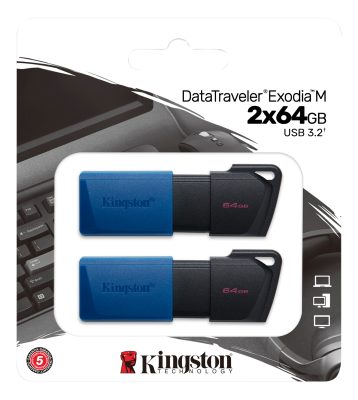 64 GB Kingston DataTraveler Exodia M, USB 3.2, Svart/Blå, 2-pack#2