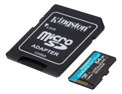 Micro Secure Digital SDXC 64 GB Kingston Canvas Go! Plus, 170 MB/sek, Class 10, U3, V30, A2, inkl. SD-adapter#1