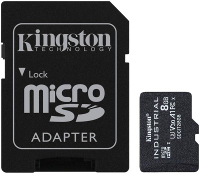Micro Secure Digital SDHC 8 GB Kingston Industrial pSLC, Class 10, UHS-I U3, V30, A1, inkl. SD-adapter