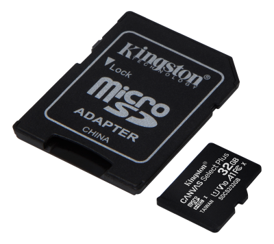 Micro Secure Digital SDHC 32 GB Kingston Canvas Select Plus, 100 MB/sek läs, Class 10, A1, UHS-I U1, inkl. SD-adapter#1