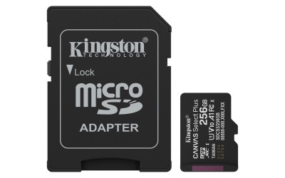 Micro Secure Digital SDXC 256 GB Kingston Canvas Select Plus Gen3, 150 MB/sek läs, Class 10, A1, UHS-I U1, inkl. SD-adapter#1