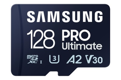 Micro Secure Digital SDXC 128 GB Samsung PRO Ultimate, 200/130 MB/sek, Class 10, UHS-I V30, U3, A2, inkl. SD-adapter