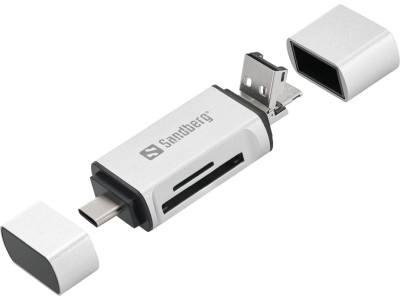 USB-C / USB 3.0 / Micro-USB kortläsare Sandberg, SD / MicroSD