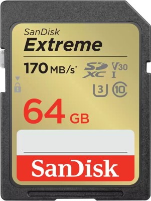 Secure Digital SDXC 64 GB Sandisk Extreme Plus, 170/80 MB/sek, Class 10, UHS-I V30, U3, inkl. 2 års RescuePro Deluxe