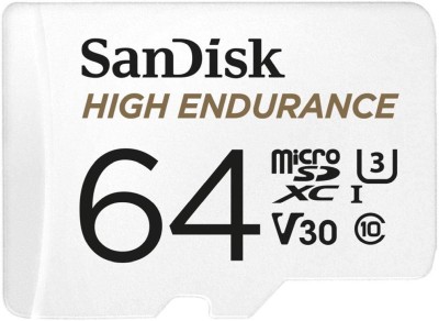 Micro Secure Digital SDXC 64 GB Sandisk High Endurance, 100/40 MB/sek, UHS-I U3 Class10 V30, inkl. SD-adapter