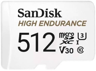 Micro Secure Digital SDXC 512 GB Sandisk High Endurance, 100/40 MB/sek, UHS-I U3 Class10 V30, inkl. SD-adapter