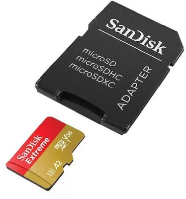 Micro Secure Digital SDXC 512 GB Sandisk Extreme, 190/130 MB/sek, Class 10, UHS-I V30, U3, A2, inkl. SD-adapter