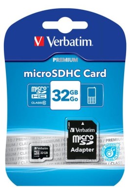 Micro Secure Digital SDHC 32 GB Verbatim, Class 10, inkl. SD-adapter