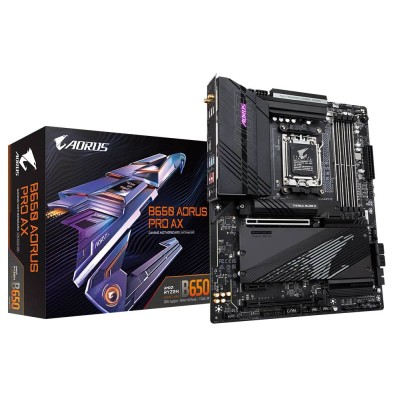 Gigabyte B650 AORUS PRO AX, AMD AM5, ATX, 2xPCI Express, CrossFire, 4xDDR5, 3xM.2 + SATA3 RAID, HDMI, USB-C, 2.5GbE LAN, WiFi 6E, Bluetooth 5.2