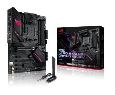 Asus ROG STRIX B550-F GAMING (WI-FI) II, AMD Socket AM4, B550, ATX, 4xDDR4, 2xPCI Express, 2xM.2 + SATA3 RAID, HDMI/DP, 7.1-ljud, USB-C, 2.5Gbe LAN, WiFi 6, Bluetooth, Aura Sync RGB