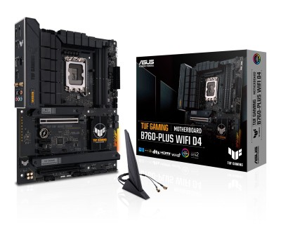 Asus TUF GAMING B760-PLUS WIFI D4, Intel LGA1700, 2xPCI Express, ATX, 4xDDR4, 3xM.2 + SATA3, HDMI/DP, USB-C, 2.5Gbe LAN, WiFi 6, Bluetooth 5.2, Aura Sync RGB