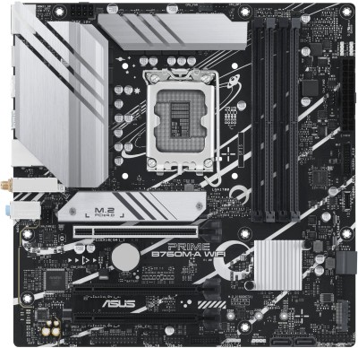 Asus PRIME B760M-A WIFI, Intel LGA1700, PCI Express, MicroATX, 4xDDR5, 2xM.2 + SATA3 RAID, 2xHDMI/DP, USB-C (front), 2.5Gbe LAN, WiFi 6, Bluetooth 5.2, Aura Sync RGB#2