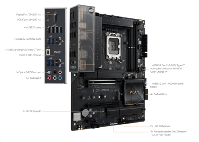 Asus ProArt B760-CREATOR, Intel LGA1700, 2xPCI Express, ATX, 4xDDR5, 3xM.2 + SATA3 RAID, HDMI/DP, USB-C, 2.5Gbe LAN+GigaLAN, Aura Sync RGB#2