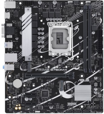 Asus Prime B760M-K, Intel LGA1700, PCI Express, MicroATX, 2xDDR5, 2xM.2 + SATA3 RAID, VGA/HDMI, USB 3.2, 2.5Gbe LAN, Aura Sync RGB