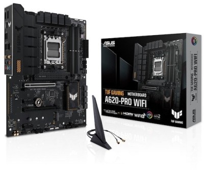 Asus TUF GAMING A620-PRO WIFI, AMD AM5, ATX, 4xDDR5, PCI Express, 2xM.2 + SATA3 RAID, HDMI/DP, USB-C, 2.5GbE LAN, WiFi 6, Bluetooth 5.3, Aura Sync RGB