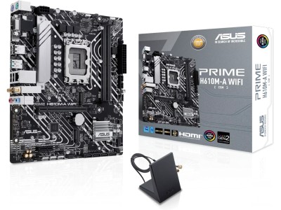 Asus Prime H610M-A WIFI, Intel LGA1700, PCI Express, MicroATX, 2xDDR5, M.2 + SATA3, VGA/HDMI/DP, USB 3.2, GigaLAN, WiFi 5, Bluetooth 5.0, Aura Sync RGB