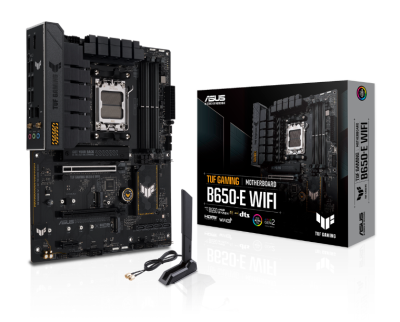 Asus TUF GAMING B650-E WIFI, AMD AM5, ATX, 4xDDR5, 2xPCI Express, 3xM.2 + SATA3 RAID, HDMI/DP, USB-C, 2.5Gbe LAN, WiFi 6E, Bluetooth 5.3, Aura Sync RGB