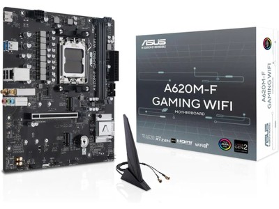 Asus A620M-F GAMING WIFI, AMD AM5, MicroATX, 2xDDR5, PCI Express, 2xM.2 + SATA3 RAID, HDMI, USB 3.2, 2.5GbE LAN, WiFi 6, Bluetooth 5.3, Aura Sync RGB