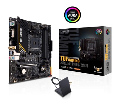 Asus TUF GAMING A520M-PLUS WIFI, AMD Socket AM4, A520, MicroATX, 4xDDR4, PCI Express, M.2 + SATA3 RAID, VGA/HDMI/DP, 7.1-ljud, USB 3.2, GigaLAN, WiFi 5, Aura Sync RGB#1