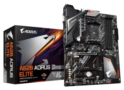 Gigabyte A520 AORUS ELITE, AMD Socket AM4, MicroATX, 4xDDR4, PCIe 4.0, M.2 + SATA3 RAID, DVI/HDMI, USB 3.2, GigaLAN, RGB Fusion 2.0