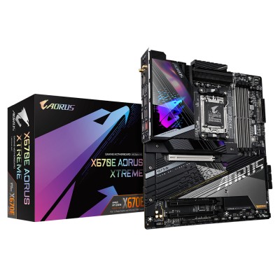 Gigabyte X670E AORUS XTREME, AMD AM5, 4xPCI Express, ATX, 4xDDR5, 4xM.2 + SATA3 RAID, HDMI/DP, USB-C, 7.1 audio, 10Gbe LAN, WiFi 6E, Bluetooth, RGB Fusion 2.0