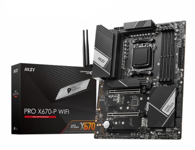 MSI PRO X670-P WIFI, AMD AM5, 2xPCI Express, ATX, 4xDDR5, 4xM.2 + SATA3 RAID, HDMI/DP, USB-C, 7.1 audio, 2.5Gbe LAN, WiFi 6E, Bluetooth, Mystic Light RGB