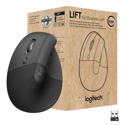 Logitech LIFT Left, för vänsterhänta, 4000 dpi, RF/Bluetooth - Svart/Graftitgrå#3