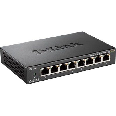 D-Link DGS-108/E, 8-port, Gigabit, metallhölje