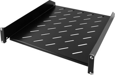 19" Fast hylla, 2U, Deltaco, ventilationshål - Svart#2