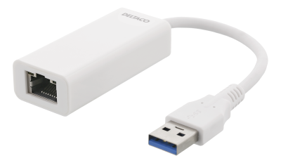 Nätverksadapter Deltaco USB 3.0, Gigabit, 1xRJ45 - Vit