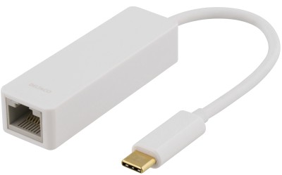 Nätverksadapter Deltaco USB-C, Gigabit, 1xRJ45 - Vit