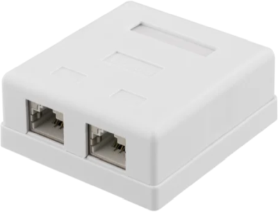 Deltaco RJ45 uttag, 2xRJ45, dubbelt utanpåliggande, Cat.6A FTP - Vit#1