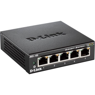 D-Link DGS-105/E, 5-port, Gigabit, metallhölje