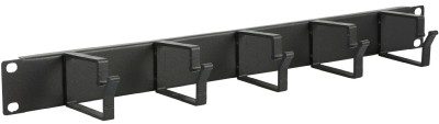 Lanview 1U 19" Cable Organizer Panel, 5 krokar - Svart