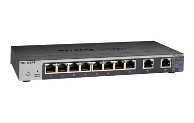 Netgear Plus GS110EMX, 8-port Gigabit + 2x10Gbe, fläktlös, rackmonterbar