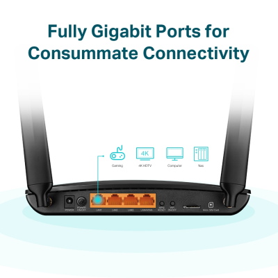 Trådlös 4G-router TP-Link Archer MR600, Wireless AC1200 Dual Band, WiFi 5, SIM-kort, OneMesh, 3-port switch#6