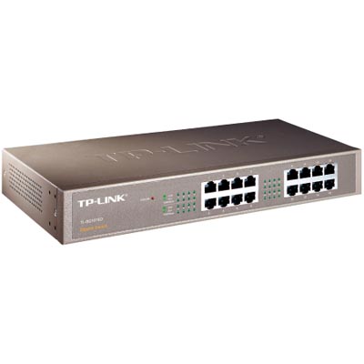 TP-Link TL-SG1016D, 16-port Gigabit, desktop/rackmonterbar 1U 13", metallhölje