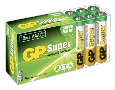 Batteri GP Super Alkaline AAA, LR03, 16-pack