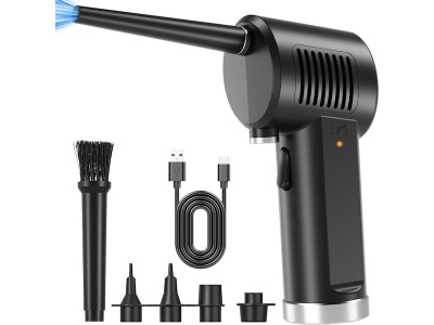 Mission SG 75W damm- och luftblåsare (svart) USB-C-laddning, 33-55 g blåseffekt, 8000 mAh, flera munstycken inkl.