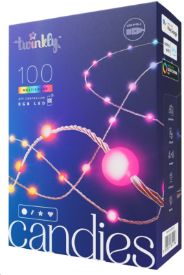 Twinkly Candies Pearl 100 LED RGB 6m, inomhusbruk, BT/Wifi