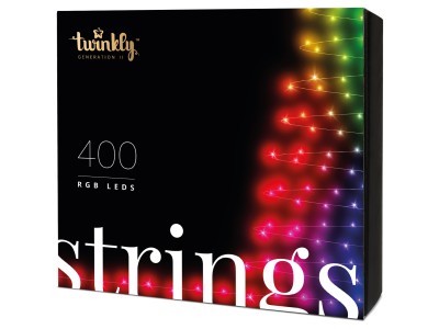 Twinkly julbelysning 400 LED RGB 32m, svart sladd, IP44, BT+Wifi, musiksensor, APP kontroll (Android + iOS)