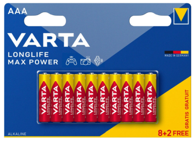 Batteri Varta Longlife Max Power AAA, 1,5V, LR03, 10-pack