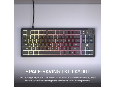Corsair K55 CORE TKL RGB Gamingtangentbord (svart) USB 2.0 Type-A, Nordisk Layout, iCUE Support, Rubber Dome Switches#3